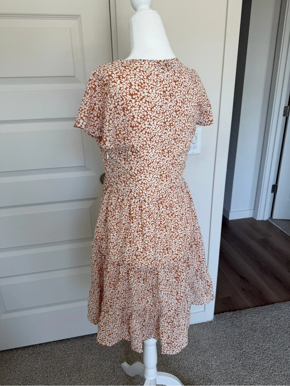 Petal & Pup Rust and Cream Ditsy Floral Mini Dress